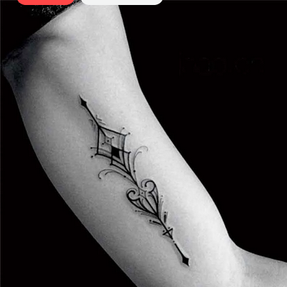 Traditional Black with Crescent Tribal Pattern Temporary Tattoo