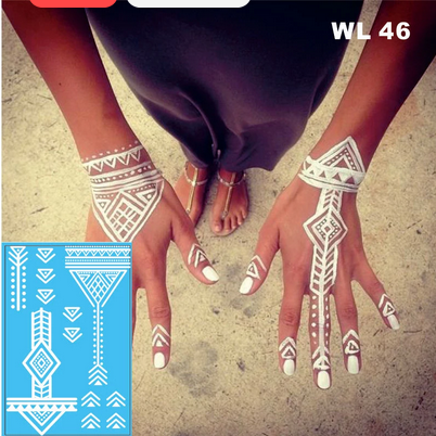 Tribal White Hand Henna Pattern Temporary Tattoo
