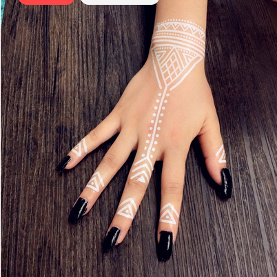 Tribal White Hand Henna Pattern Temporary Tattoo