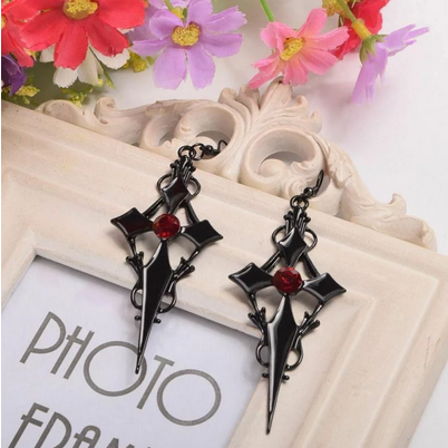 Goth Vampire Cross Earrings