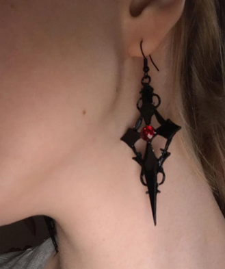 Goth Vampire Cross Earrings Necklace Set