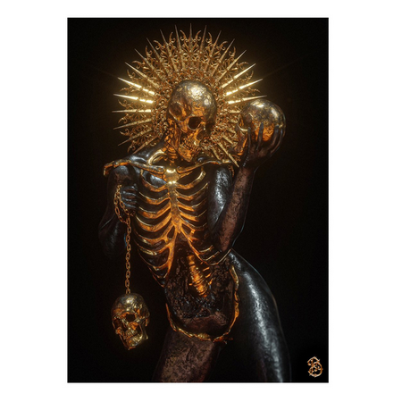 Golden Skeleton Poster Wall Art - No Frame