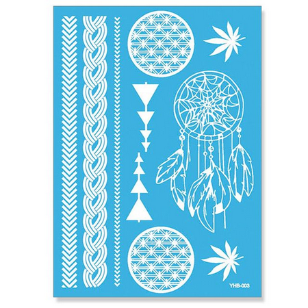 Dream Catcher Tribal White Henna Pattern Temporary Tattoo