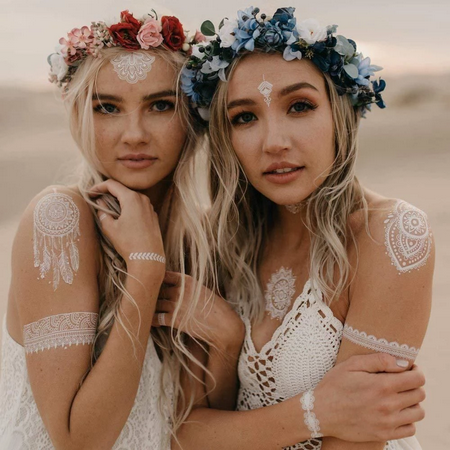 Dream Catcher Tribal White Henna Pattern Temporary Tattoo