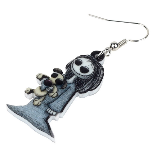 Acrylic Scary Dark Smiling Girl Earrings