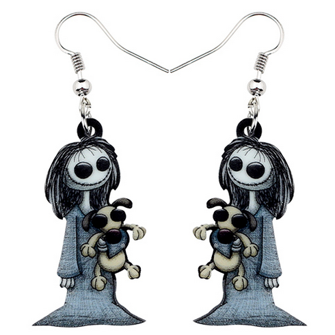 Acrylic Scary Dark Smiling Girl Earrings
