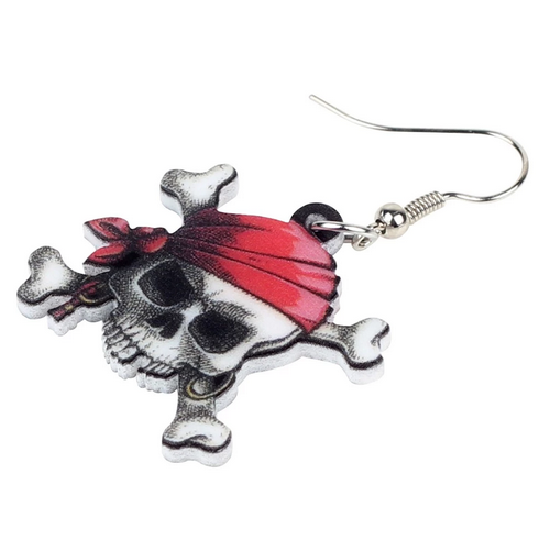 Acrylic Skull and Cross Bones Earrings