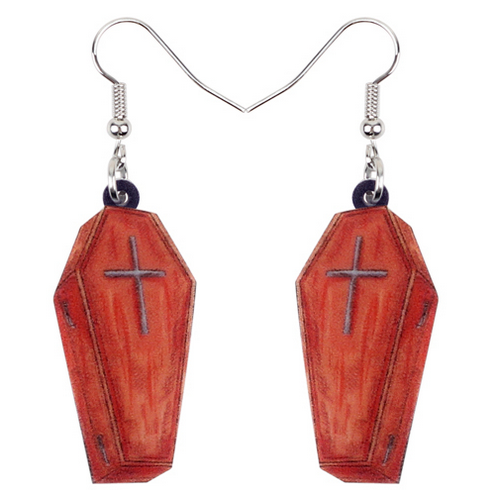 Acrylic Coffin Cross Earrings