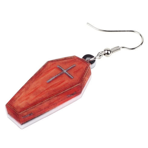 Acrylic Coffin Cross Earrings