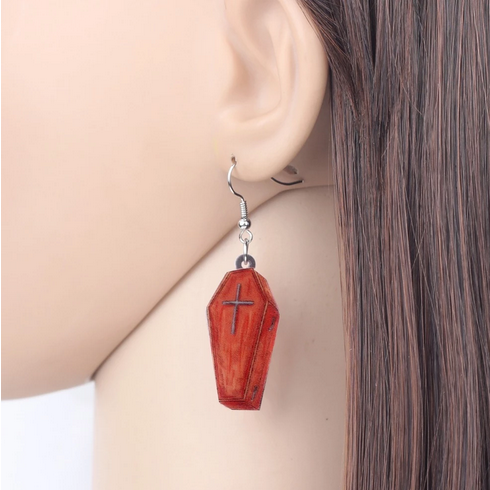 Acrylic Coffin Cross Earrings