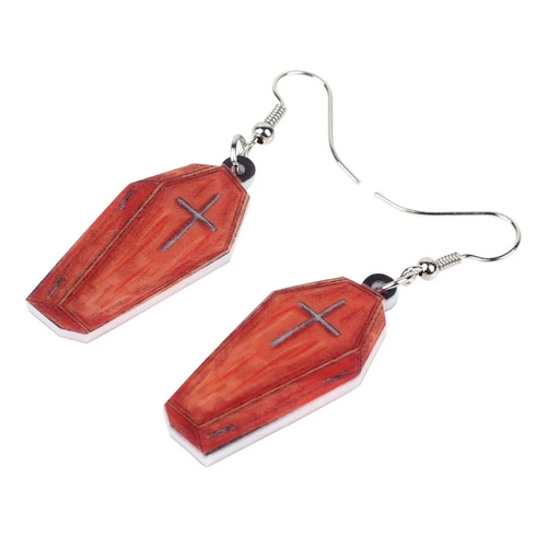 Acrylic Coffin Cross Earrings