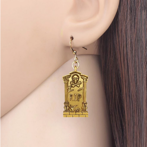 RIP Headstone Earrings (Gold or Silver)