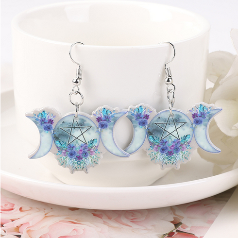 Acrylic Witch Symbol Pentagram Earrings