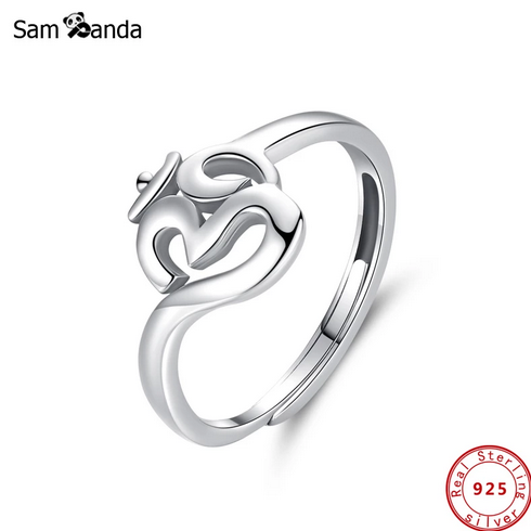 Sacred Om Symbol Adjustable Ring 925 Sterling Silver