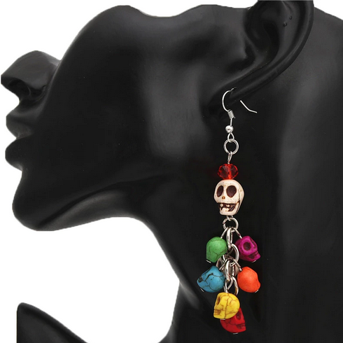 Colorful Skull Collector Dangle Earrings