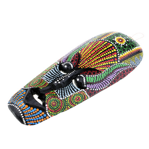 African Totem Mask - Wood Carved - Hand Painted 12"