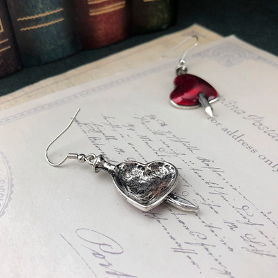 Pierced Heart Goth Earrings