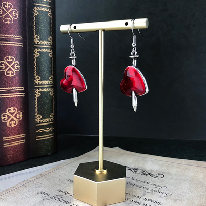 Pierced Heart Goth Earrings