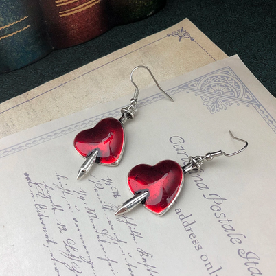 Pierced Heart Goth Earrings