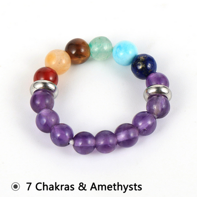 7 Chakra Rings 4mm Natural Stone Beads
