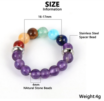 7 Chakra Rings 4mm Natural Stone Beads