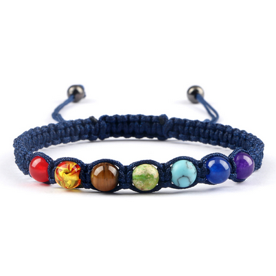 7 Chakra Braided Bracelet 6mm Natural Stone