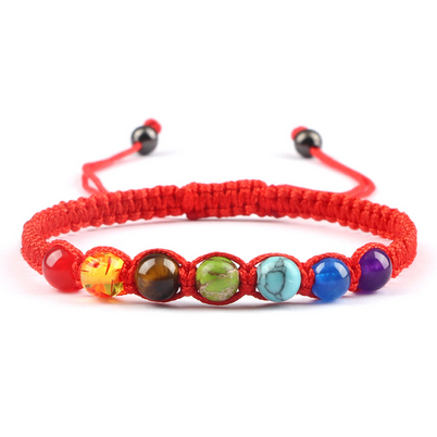 7 Chakra Braided Bracelet 6mm Natural Stone