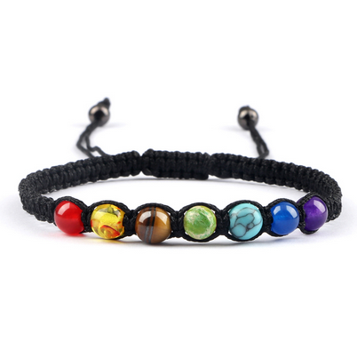 7 Chakra Braided Bracelet 6mm Natural Stone