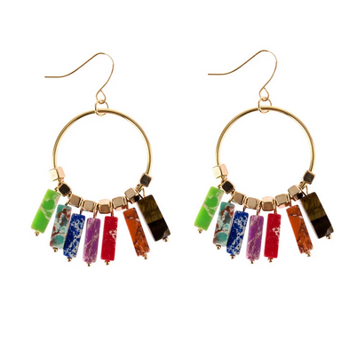 Chakra 7 Resin Stone Hoop Earrings