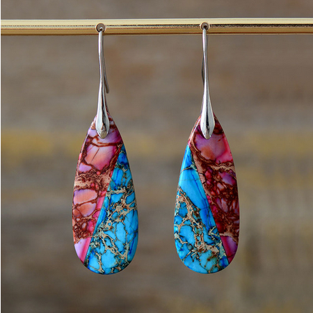 Natural Jasper Dangle Boho Earrings