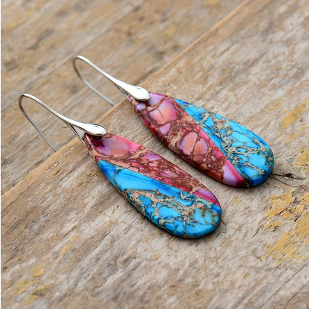 Natural Jasper Dangle Boho Earrings