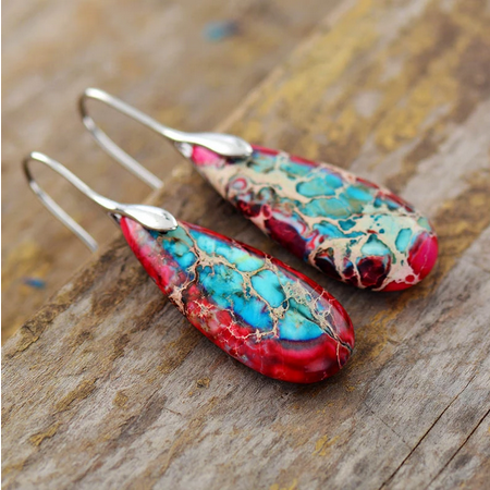 Premium Jasper Teardrop Dangle Earring