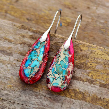 Premium Jasper Teardrop Dangle Earring