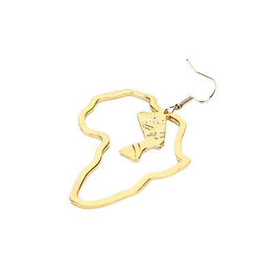 African Outline Egyptian Queen Nefertiti Drop Earrings