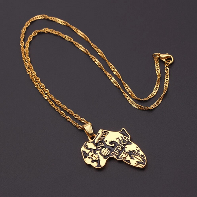 Africa Map Totem Symbols Necklace