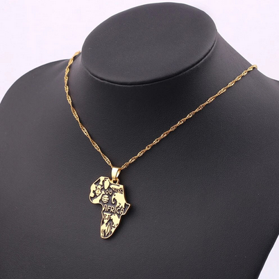Africa Map Totem Symbols Necklace