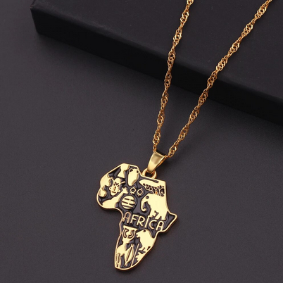 Africa Map Totem Symbols Necklace