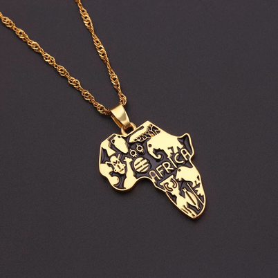 Africa Map Totem Symbols Necklace