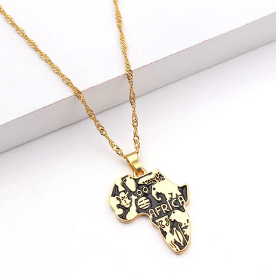 Africa Map Totem Symbols Necklace