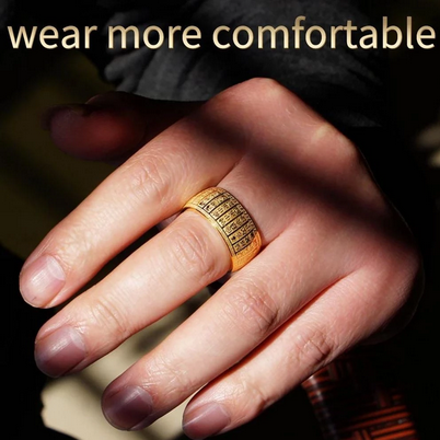 Powerful Carved Ancient Chinese Buddha Taoist Scripture Ring