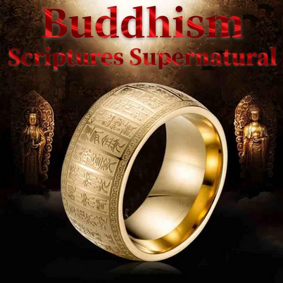 Powerful Carved Ancient Chinese Buddha Taoist Scripture Ring