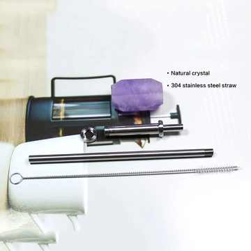 Eco-friendly Reusable Natural Crystal Stainless Steel Drink Straw With Brush (3 Styles)