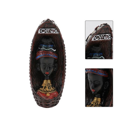 Resin African Figure in Weaved Basket