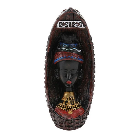 Resin African Figure in Weaved Basket