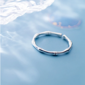 Sterling Silver Bamboo Joint Mid-Finger Ring