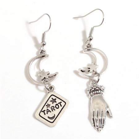 Gothic Moon Star Hand Tarot Earring