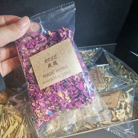 Antique 30 Herbs Witchcraft Toolkit Dried Herb Kit with Magic Crystal Spoon