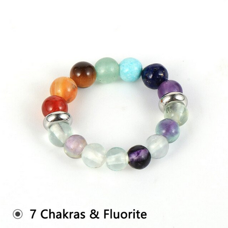 7 Chakra Rings 4mm Natural Stone Beads