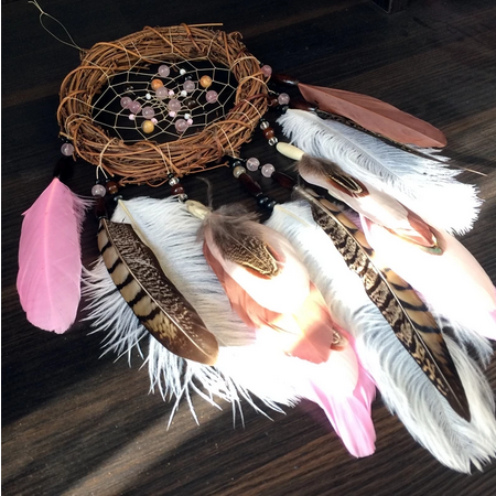 Norse Style Dreamcatcher With Natural Feathers 3