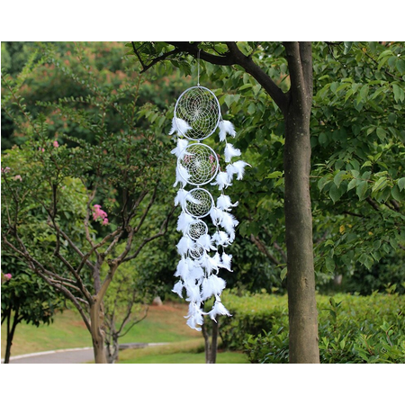 42" White 5 Hoop Handmade Dreamcatcher